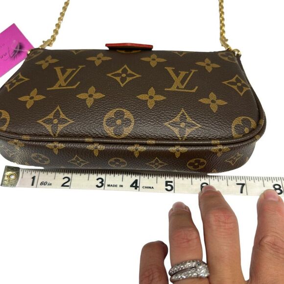 LOUIS VUITTON Mini Pochette Brown Monogram Coated Canvas Bag Purse Wristlet - Picture 9 of 12